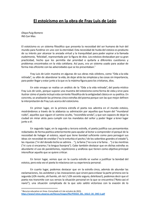 el estoicismo en la obra de fray luis de leon