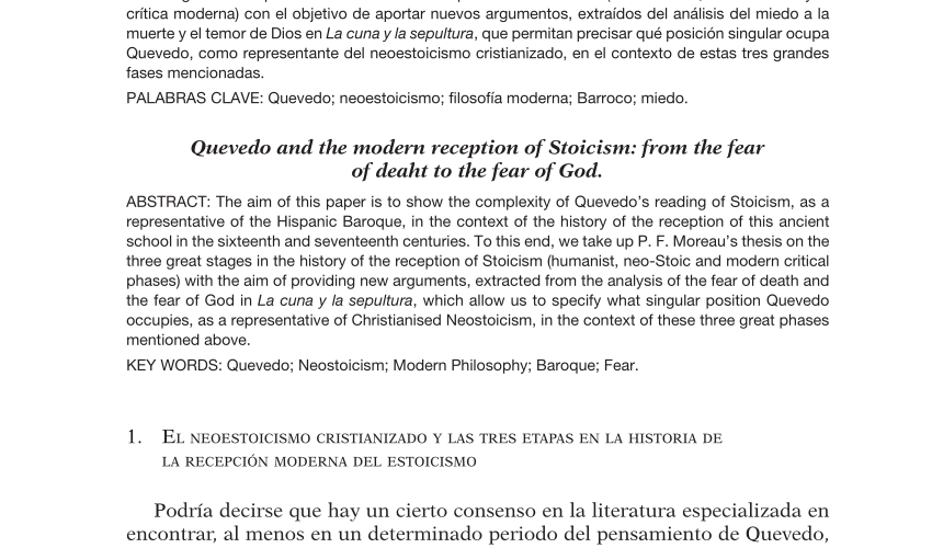 la influencia del estoicismo en la obra de quevedo