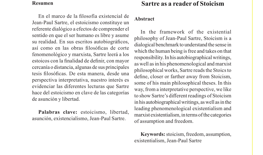 el contraste entre el determinismo estoico y la libertad radical de sartre